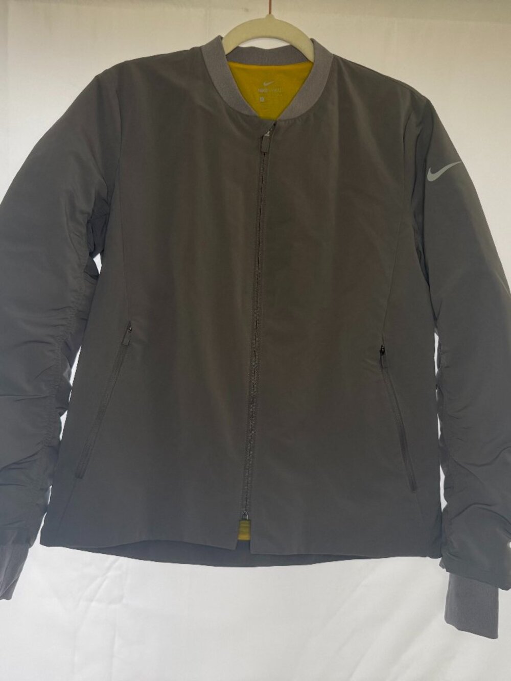 Nike Bomber Jacket Gray Full Zip Lightweight Athletic Jacket Size S